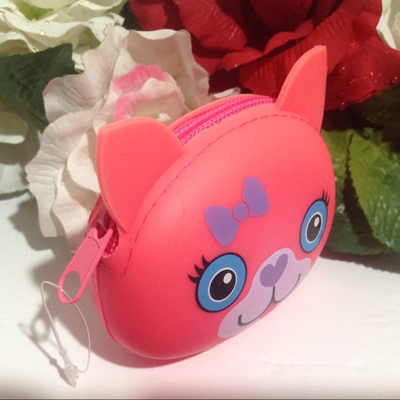 NWOT Silicone Coin Purse Pink Bear Face with Ears - Picture 4 of 10